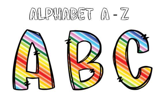 Back to School Alphabet Doodle Rainbow Graphics