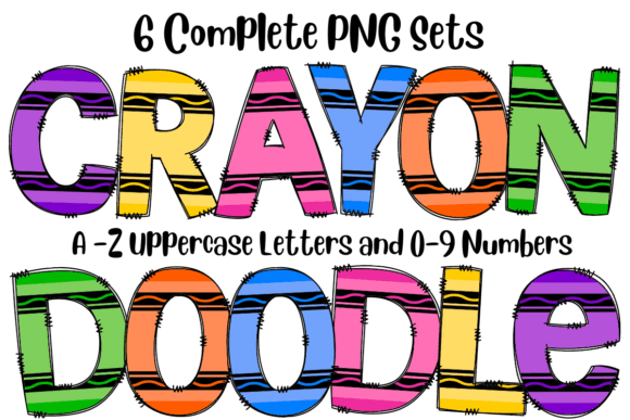 Back to School Crayon Doodlee Alphabet: Graphics & Illustrations