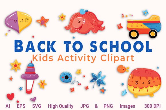 Back to School Kids Clipart Set: Graphics & Illustrations